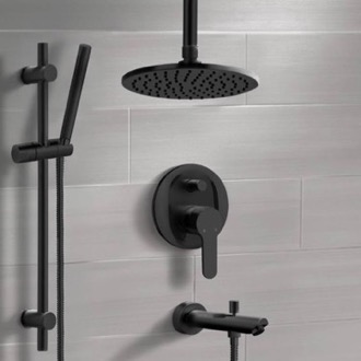 Tub and Shower Faucet Black Ceiling Tub and Shower Faucet Set with Handheld Remer TSR42